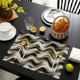 thumbnail image 4 of Black Marble Gold Wave Pattern Summer Placemats Table Placemats Set Of 4-Linen Kitchen Washable Placemats Table Mats 11.8"x17.7" Non-Slip Heat Resistant, 4 of 6