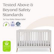 Delta Children Essex 4-in-1 Convertible Baby Crib, Bianca White/Natural Legs