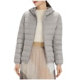 thumbnail image 1 of FAIWAD Long Puffer Lightweight Coat for Womens Button Round Neck Long Sleeve Down Outwearwith Pockets, 1 of 7