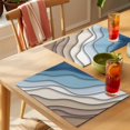 thumbnail image 4 of Blue Geometric Placemats Set of 6 Abstract Ocean Wave Place Mats Table Mats Kitchen Dining Home Outdoor Party Table Decoration, 4 of 9