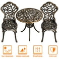 Topeakmart 3Piece Cast Aluminum Patio Bistro Table Set Outdoor