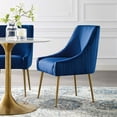 thumbnail image 2 of Modway Rouse 19.5" Velvet and Stainless Steel Dining Room Side Chair in Navy, 2 of 9