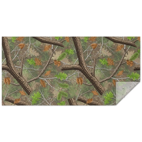 Camo and Branch Brown Pattern Rectangle Tablecloth 60"x120", Waterproof Polyester Wipeable Spillproof Table Cover for Dining Camping Indoor and Outdoor Use