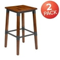 thumbnail image 2 of Flash Furniture Jackson 2 Pack Rustic Antique Walnut Industrial Wood Dining Backless Barstool, 2 of 11