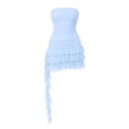 thumbnail image 6 of SAWOBUUN Womens Strapless Tube Top Mini Dress Halter Ruched Bodycon Tiered Ruffled Club Party Cocktail Dresses, 6 of 6
