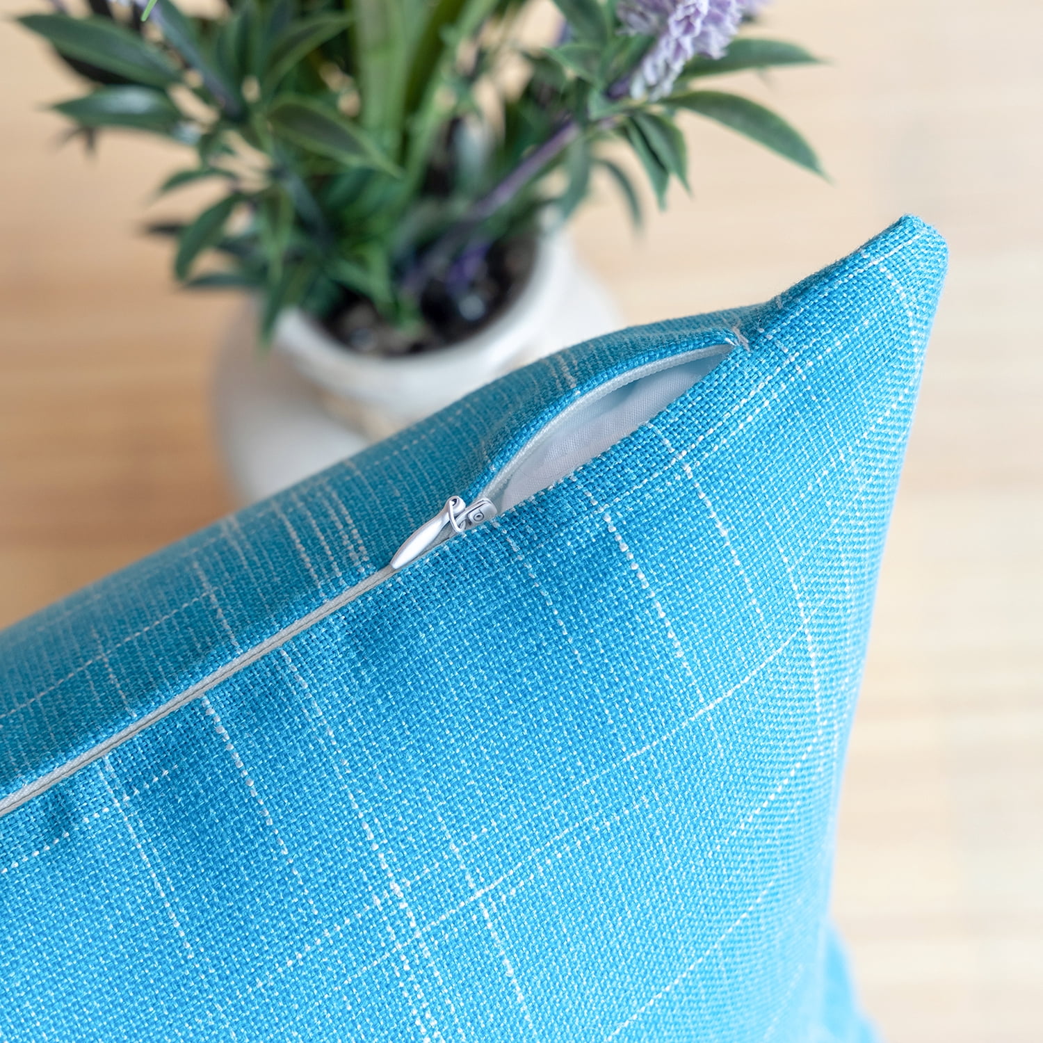 Phantoscope Soft Textured Linen Burlap Series Decorative Throw Pillow, 12" x 20", Lake Blue, 1 Pack