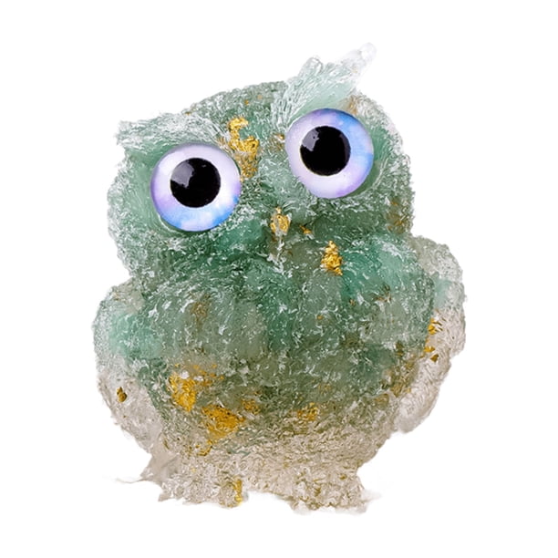 Estatua de búho, recuerdo, colección de animales, regalo, decoración de escritorio, mini figura de búho verde
