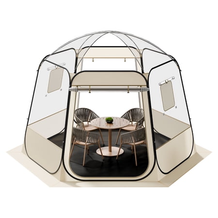 Pop-Up Bubble Tent 10 x 9.2 ft Waterproof UV-Resistant Clear Dome Shelter with 540° Panoramic View, Dual Roll-Up Windows, Steel Frame for Outdoor Camping Patio Backyard 4-8 Persons