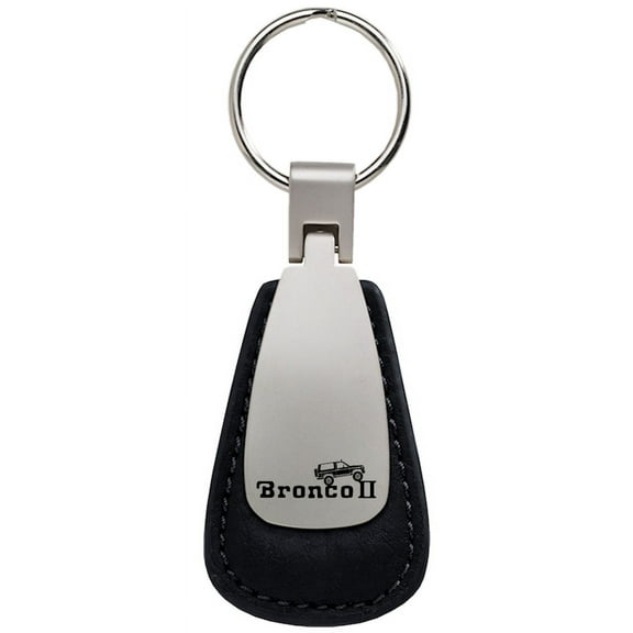 Ford Bronco II Climbing Leather Teardrop Key Chain (Black)