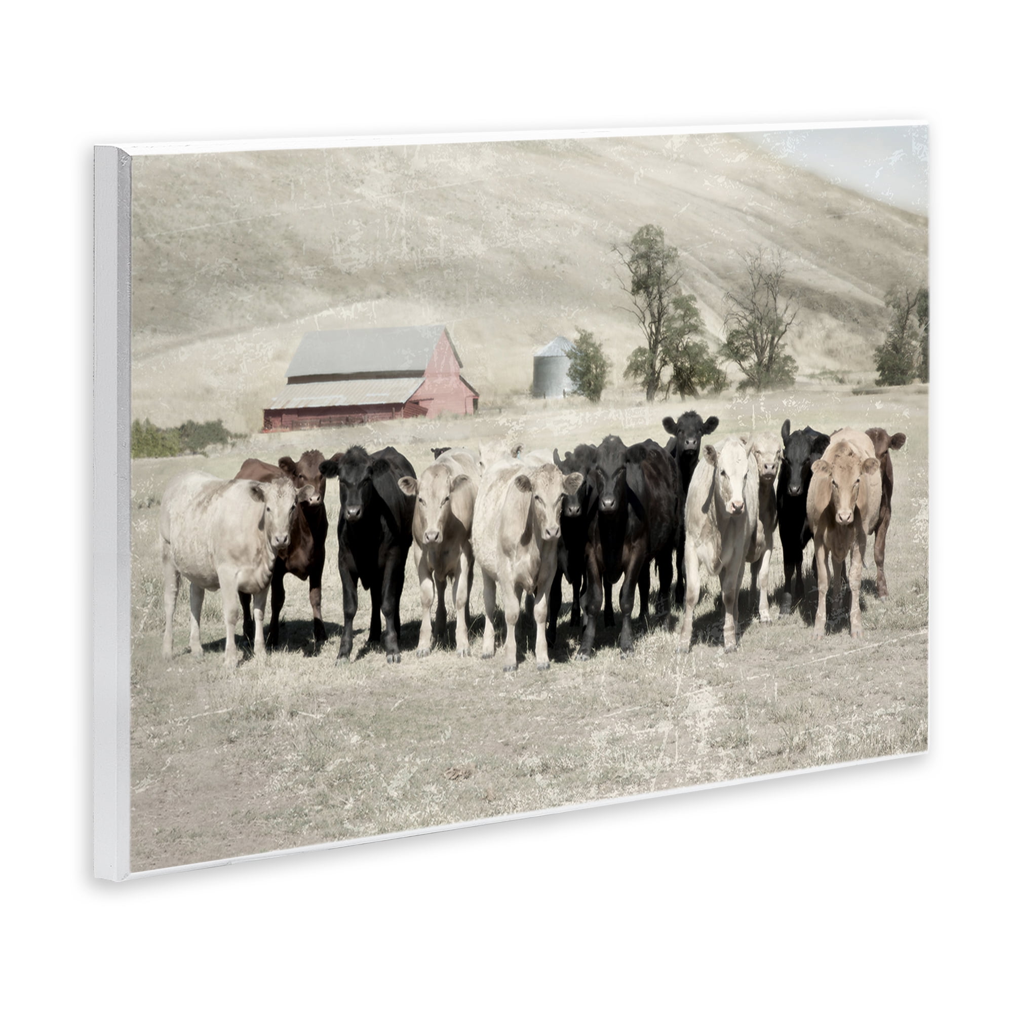 Stupell Industries Varied Cattle on Farm Landscape Painting Unframed Art Print Wall Art, 19 x 13