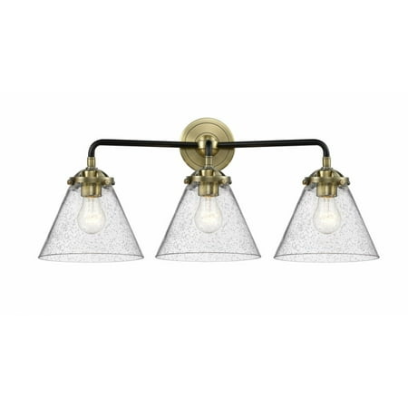 

284-3W-BAB-G44-LED-Innovations Lighting-Large Cone-10.5W 3 LED Bath Vanity in Transitional Style-25.75 Inches Wide by 9.25 Inches High Black Antique