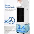 thumbnail image 5 of COOLECH - Acondicionadores de aire portátiles con mando a distancia, 4 modos y 3 velocidades, sistema de alerta sin agua y tanque de 2,4 galones para refrigeración de 20 horas, temporizador de 12, 5 of 5