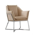 thumbnail image 3 of Origami Modern Geometric Fawn Tan Velvet Upholstery Stainless Steel Accent Chair, 3 of 7