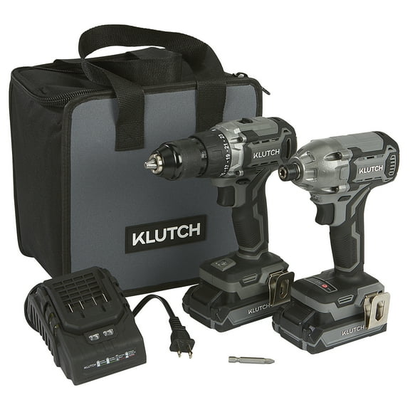 Klutch 1/2in. Drill/Driver and 1/4in. Impact Driver Kit, KLiQ 20V, Brushless, Cordless, 2.0Ah
