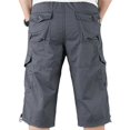 thumbnail image 3 of Mens 3/4 Long Length Elasticated Shorts Waist Cargo Combat Three Quarter Pants, 3 of 4