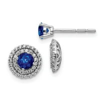Primal Gold 14 Karat White Gold Diamond and Sapphire Earrings