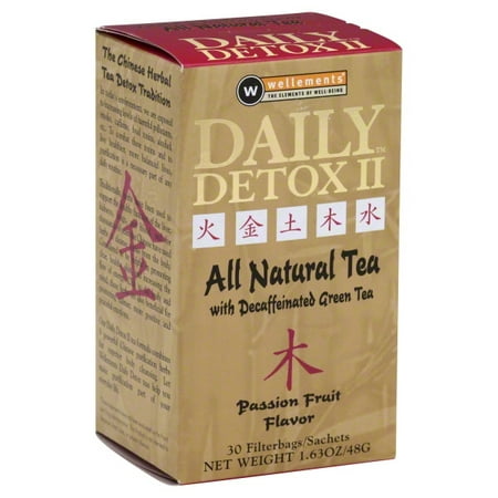 Wellements Rooney CV Daily Detox II All Natural Decaffeinated Tea Passion Fruit 30