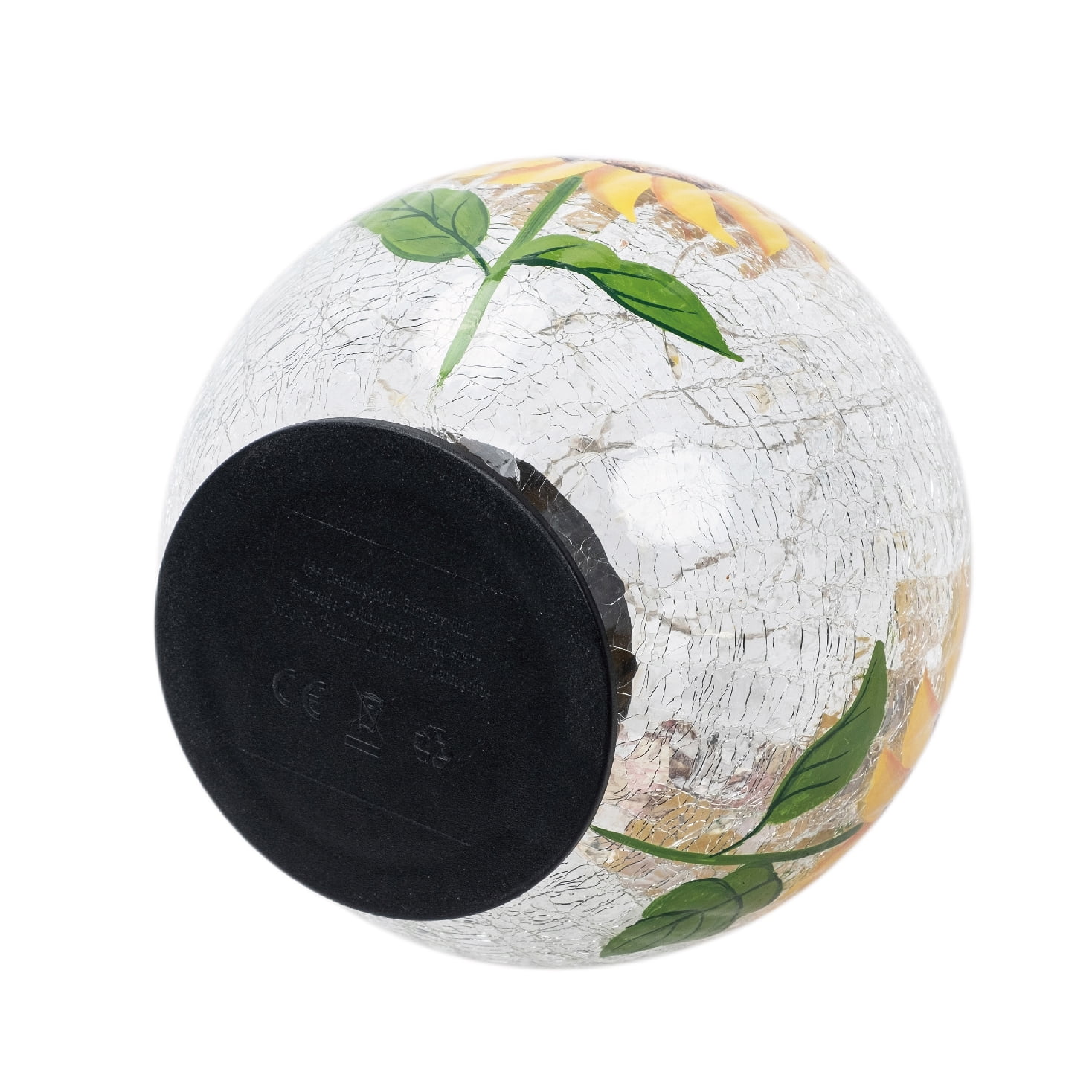 Mainstays 6 inch Solar Sunflower Crackle Glass Ball Decor, 6" Length x 6" Width x 6" Height
