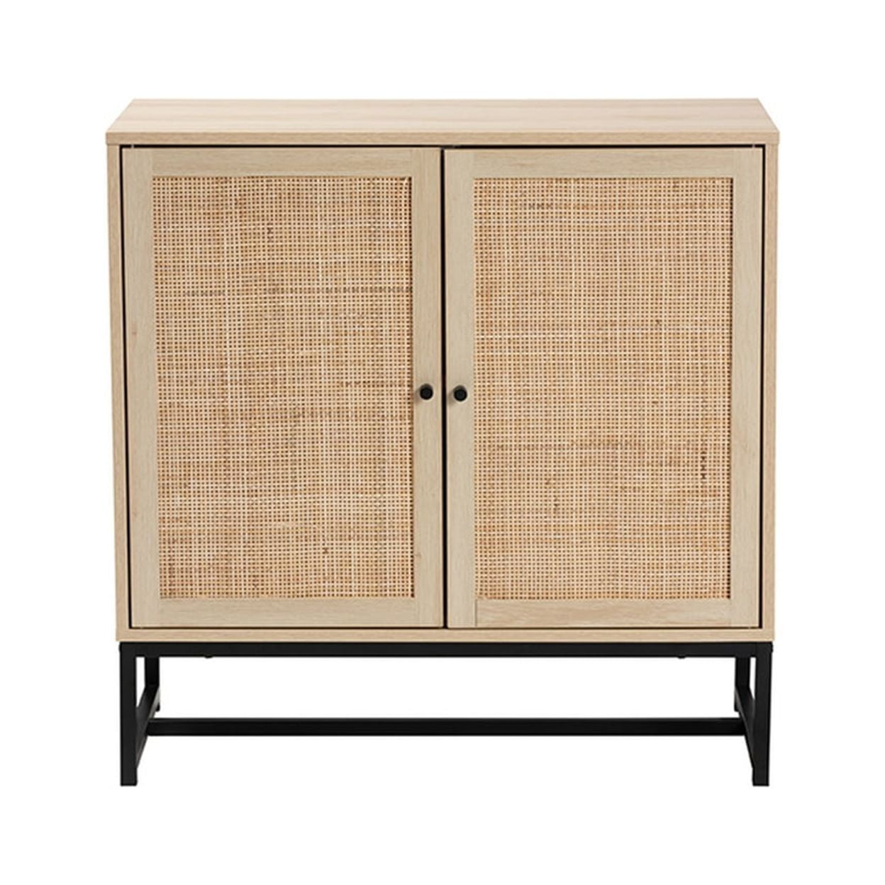 Baxton Studio Maclean Mid Century Modern Rattan And Natural Brown Finished  Wood 2 Door Storage Cabinet - lily & onyx