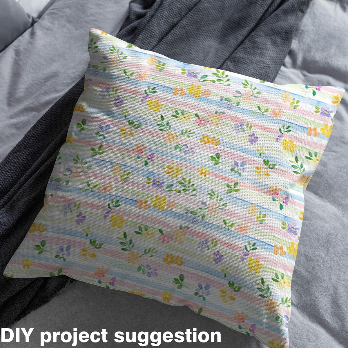 Feelyou Retro French Flower Fabric by the Yard 1 Yard for Kid, Cartoon Dreamy Stripes Sewing Fabric, Western Countryside Home Decor Fabric by the Yard, Breathable Home Decor
