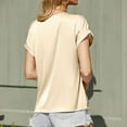 thumbnail image 5 of Chroia Women's Satin Silk Blouse - Rolled Cap Short Sleeve, Solid Color, Casual & Elegant, 5 of 6