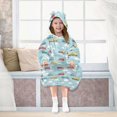 thumbnail image 7 of FORMRS Wearable Blanket Hoodie with Sleeves for Kids Cozy Flannel Sweatshirt, Blue Trains Pattern, 7 of 7