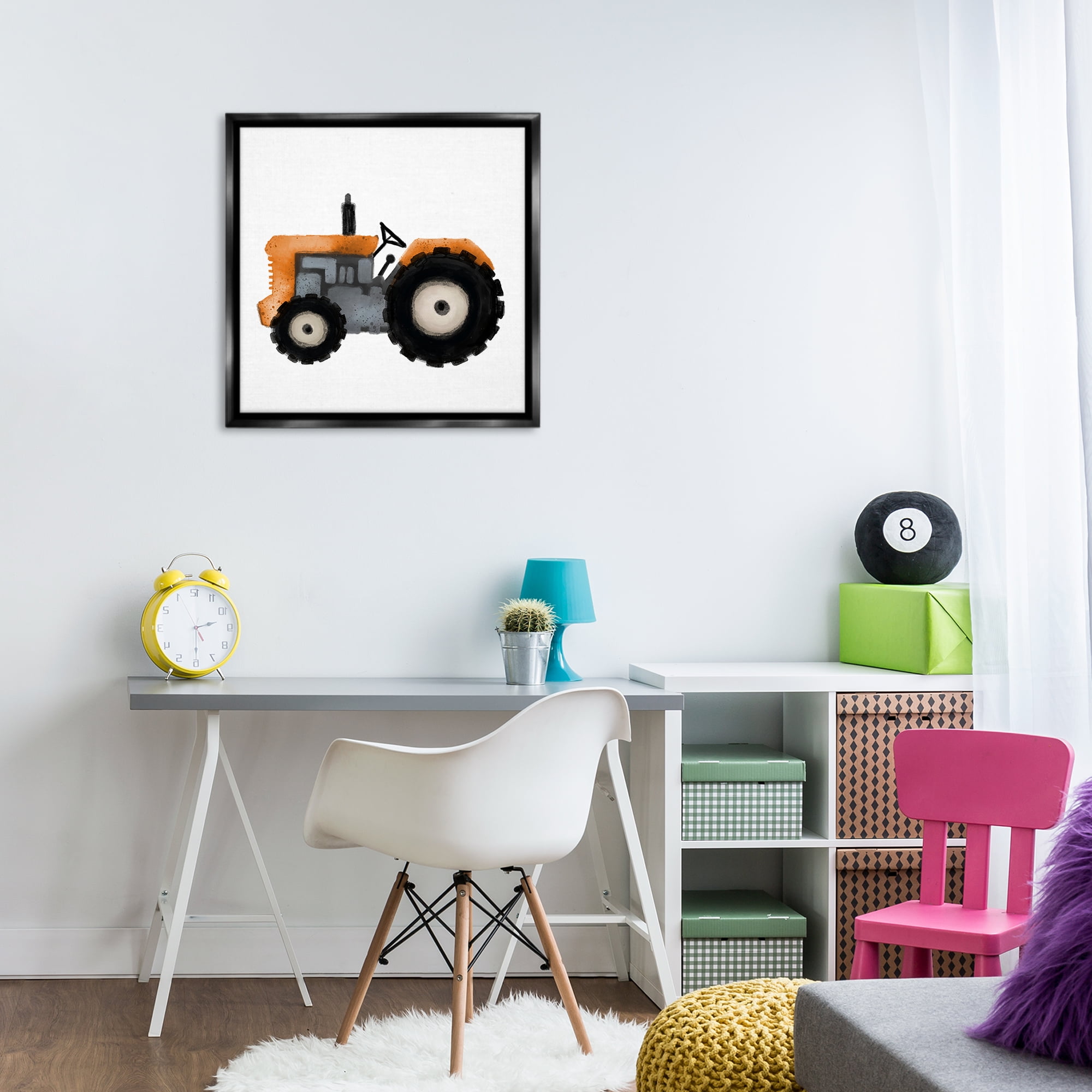 Stupell Industries Farm Tractor Vehicle Transportation Painting Black Floater Framed Canvas Art Print Wall Art, 25 x 25