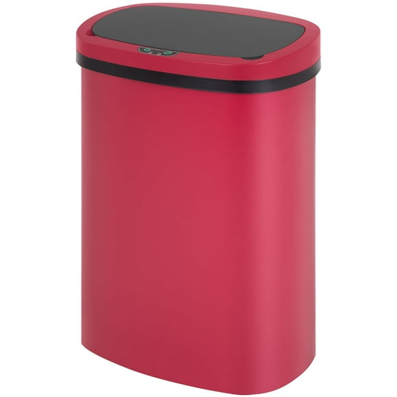 FDW Garbage Can 13 Gallon 50 Liter Kitchen Trash Can for Bathroom Bedroom Home Office Automatic Touch Free High-Capacity, Lid Waste Bin, Red