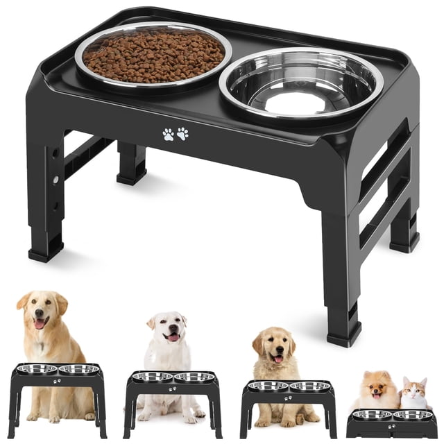 Cuencos elevados para perros COMESOON 4, regulables en altura, con 2 x 1500 ml