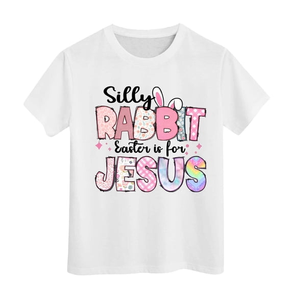 T Shirts for Girls Easter Eggs Hunt Bunny Letter Print Tops Trendy