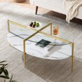 thumbnail image 1 of Rectangle Coffee Table Mid-Century Modern Design L W x H for Living Room - Structure Amber Glass Top and Walnut MDF Shelf Sleek Conical Metal Legs with Gold Finish, 1 of 9