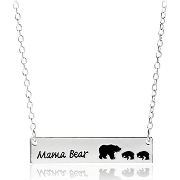 Zephyriana Honey Family “Mama Bear” Bar Necklace – Thoughtful Gifts for Mothers and Family