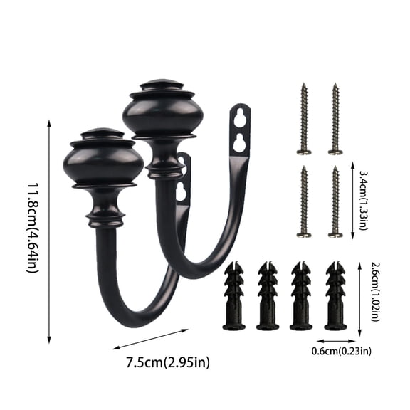 Clearance Under $4.09! 1PAIR Retro Metal Curtain Holdbacks, Vintage Wall Tie Back Hooks for Drapes & Curtains, Metal, for Home Decor, (One Size, Iron)