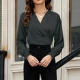 thumbnail image 4 of Maplenight Long Sleeve Shirts for Women Dressy Casual Pleated Wrap Tops Office Work Blouse Fall Business Outfits, 4 of 6