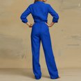thumbnail image 4 of Womens Collared Button Front Wide Leg Belted Jumpsuit Office Casual Button Front Design Long Sleeve Jumpsuit, L, 4 of 6