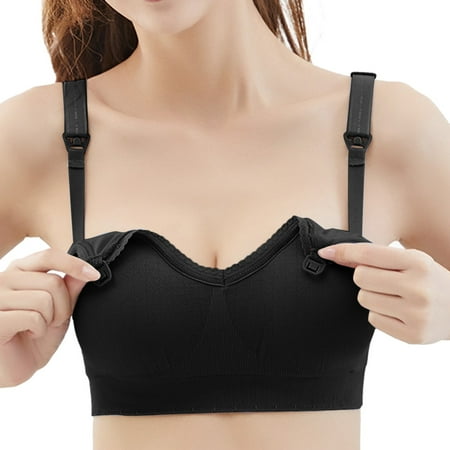 

Aayomet Women S T-Shirt Bra Women s Seamless Vertical Stripe Front Open Feeding Gathered Anti Sagging Steel Band Bra Black Medium
