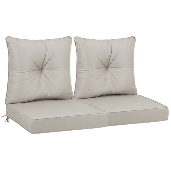 Outdoor Patio Chair Cushions - Beige Deep Seat Replacement Set of 2, 24x24x4 Inch - Waterproof Polyester for Living Room, Porch & Deck Furniture