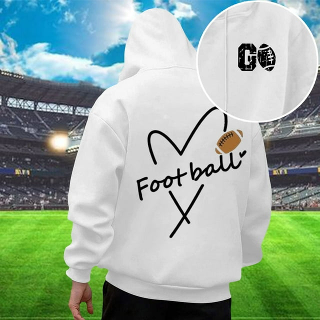 WILLBEST Sudadera con Capucha para Hombre, Estilo Informal, para El Día Del Partido De Fútbol, Holgada, con Diseño Estampado, Cómoda y Cálida, para Uso Diario En Otoño e Invierno. Grande