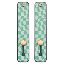 Uxcell 2 Pcs Phone Loop Finger Holder Silicone Phone Strap Grip Holder Black (Green Irregular Grid)
