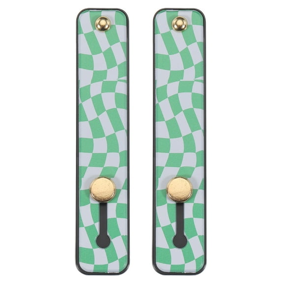 Uxcell 2 Pcs Phone Loop Finger Holder Silicone Phone Strap Grip Holder Black (Green Irregular Grid)