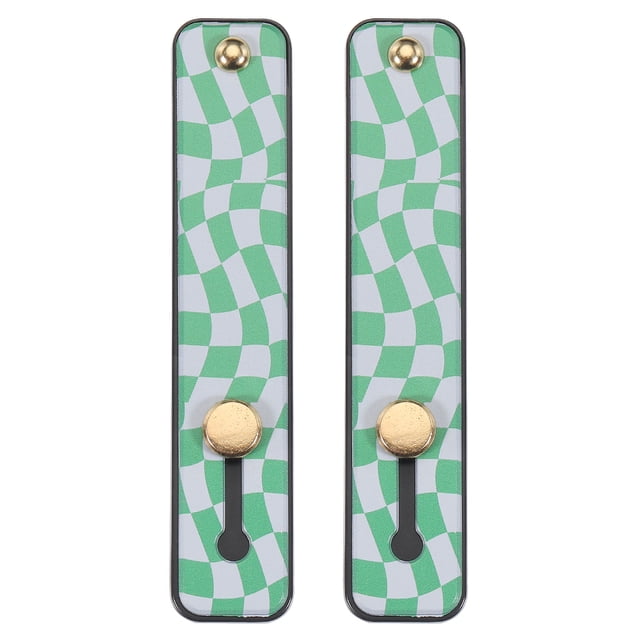 Uxcell 2 Pcs Phone Loop Finger Holder Silicone Phone Strap Grip Holder Black (Green Irregular Grid)