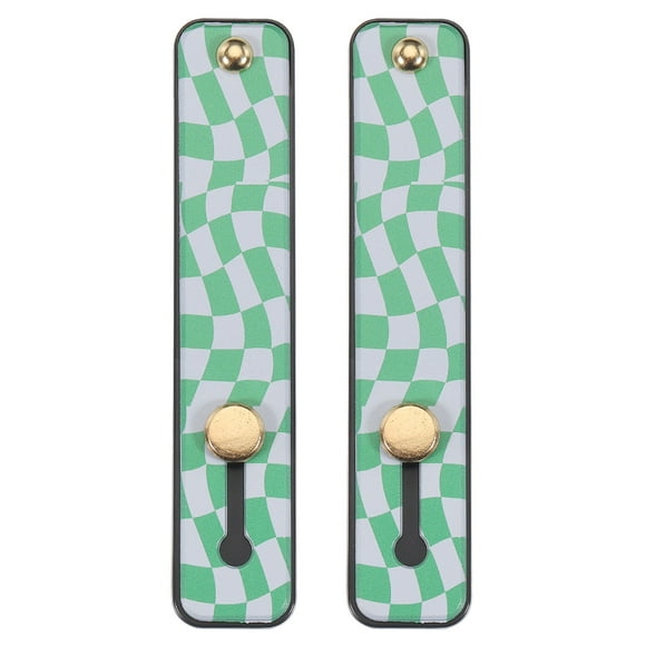Uxcell 2 Pcs Phone Loop Finger Holder Silicone Phone Strap Grip Holder Black (Green Irregular Grid)