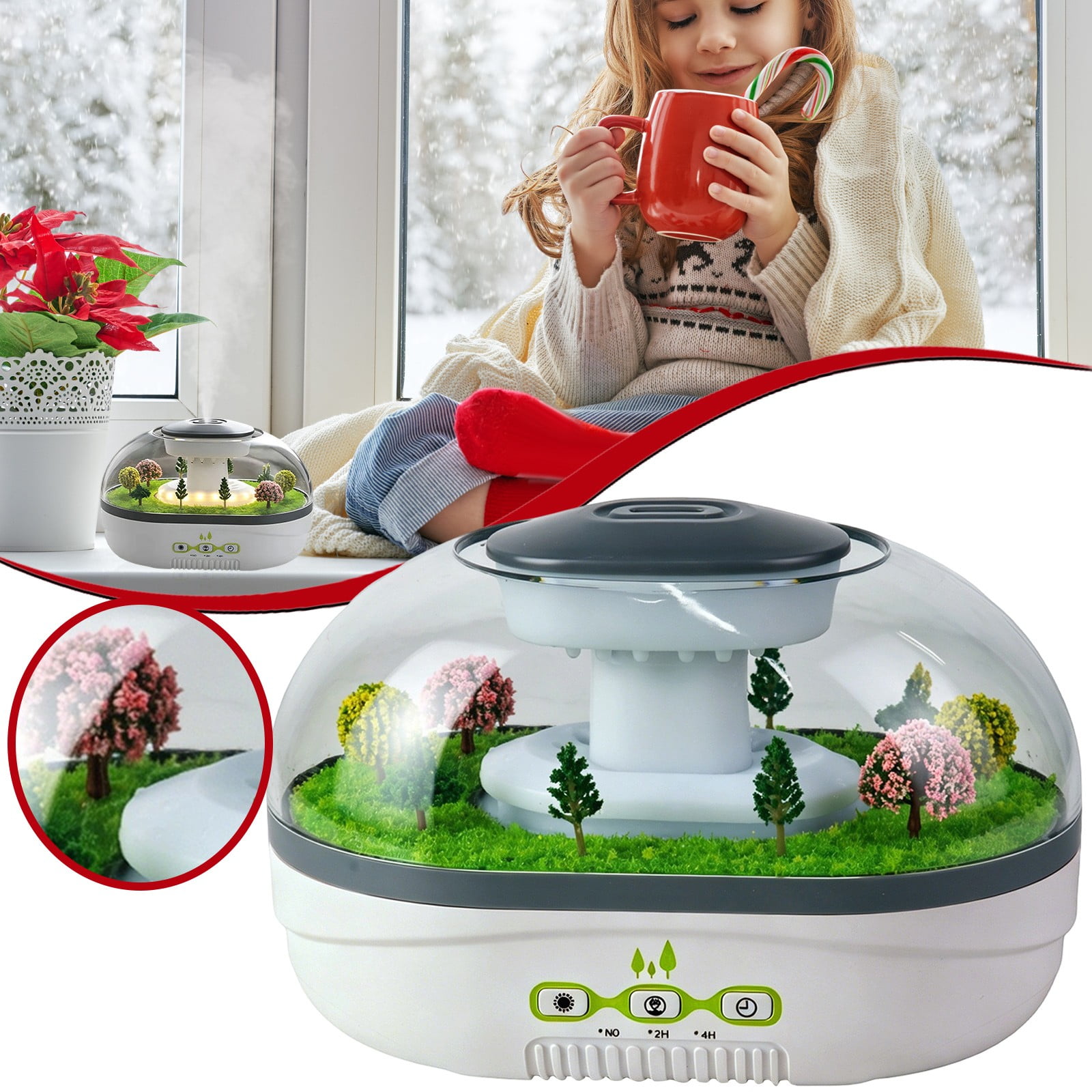 Christmas Village Humidifier Diffuser Fireplace Oil Mist 2027 New Aromatherapy Cool Warm LED Night Light Quiet Snowy Home Decor Bedroom Diffuser Holiday Aroma Gift