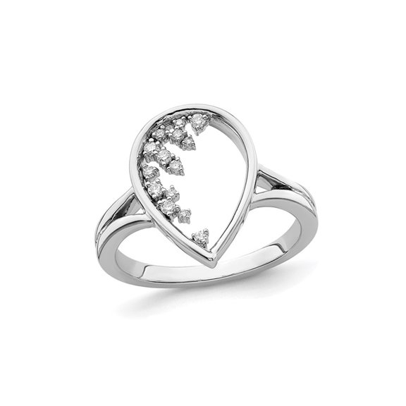 Gem & Harmony 1/8 Carat (Ctw) TearDrop Diamond Ring in 14K White Gold (SIZE 7) for Women