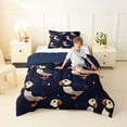 thumbnail image 4 of jejeloiu Night Sky Puffin Design Twin Comforter Sets,Navy Starry Accent Bedding Set For Boys,Dark Blue,Navy Blue Reversible,2-Piece,1 Comforter and 1 Pillowcase, 4 of 7