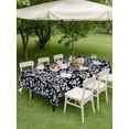 thumbnail image 3 of Outdoor Tablecloth with Umbrella Hole and Zipper, Black Spring Floral Rectangle Table Cloth 60x120 Inch Waterproof Tablecloth, Farmhouse Flowers Elegant Pastoral Picnic Table Cover for Patio Camping, 3 of 7
