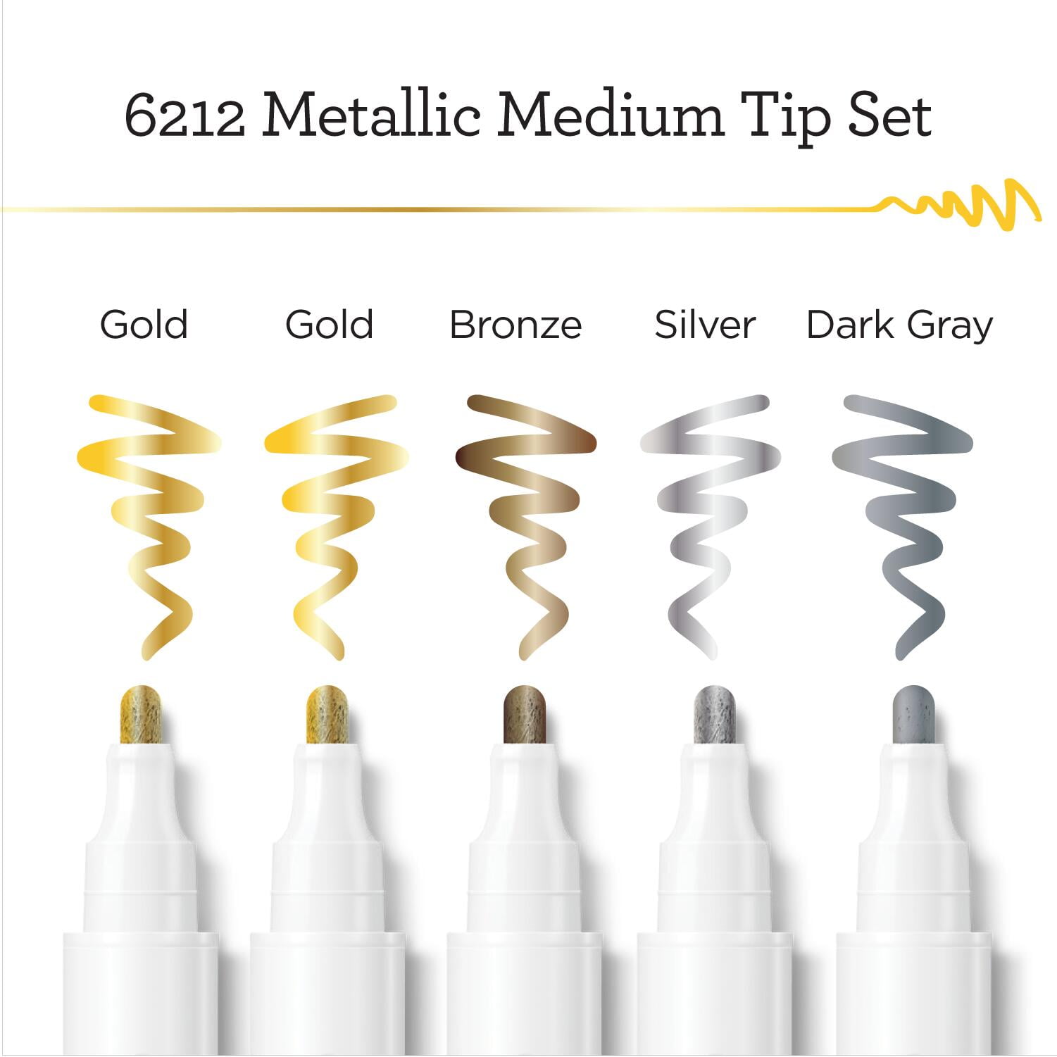 Apple Barrel Multi-Surface Medium Tip Paint Pens Set, Metallic, 5 Piece