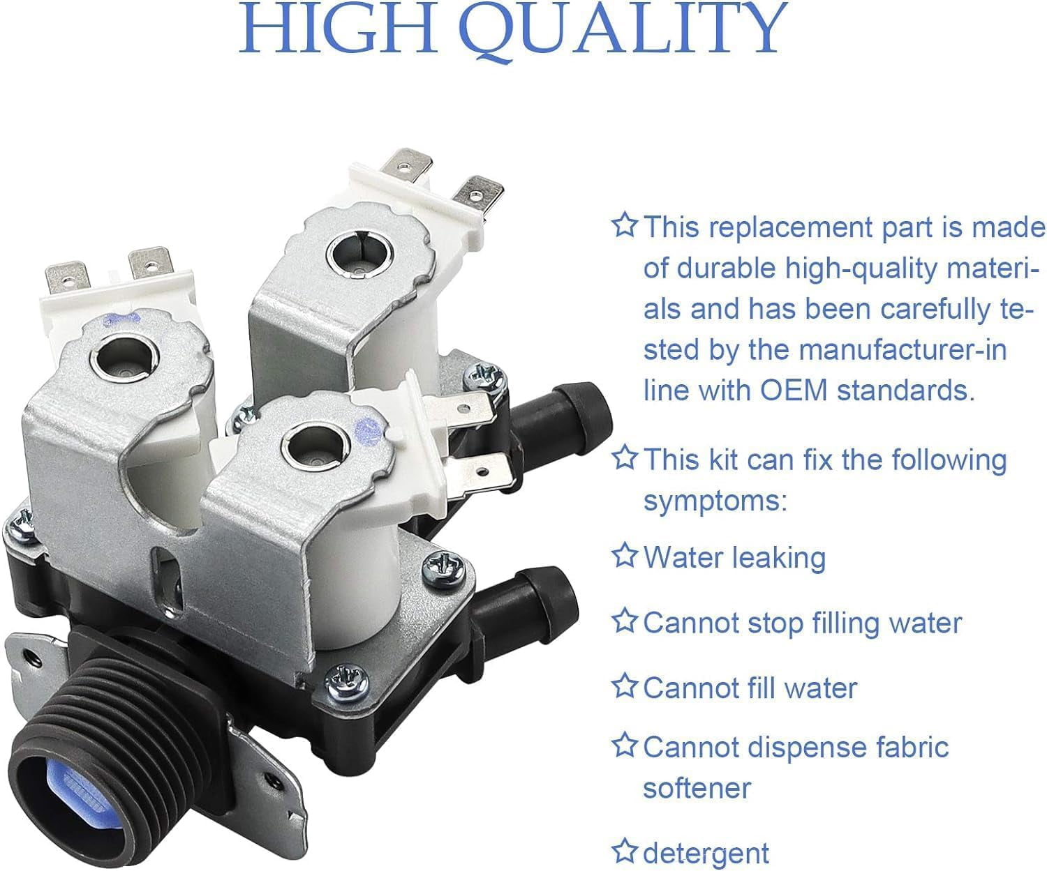 5221ER1003A 5220FR2075L Water Inlet Valve Replacement for LG Tromm & Ken.more Front Load Washers - Replaces 5221ER1003C 5221ER1003D Assembly
