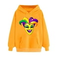 thumbnail image 3 of VBTAPA Womens Mardi Gras Hoodie Carnival Mask Print Long Sleeve Drawstring Hooded Sweatshirt Trendy Casual Pullover Hoodies Gifts for Teen Girls Yellow L, 3 of 6