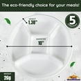 thumbnail image 2 of Rani 5 Compartment Round Biodegradable Divided Plates, Pack of 125 ~ Party, Thali, Buffet | Disposable & Eco-Friendly | Heavy-Duty Sturdy Paper Bagasse | 10" Diameter, 1.38" Height, 2 of 9